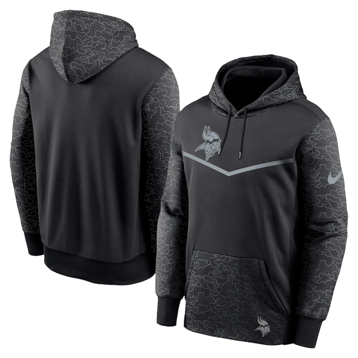 Men's Black Minnesota Vikings Reflective Therma Hoodie